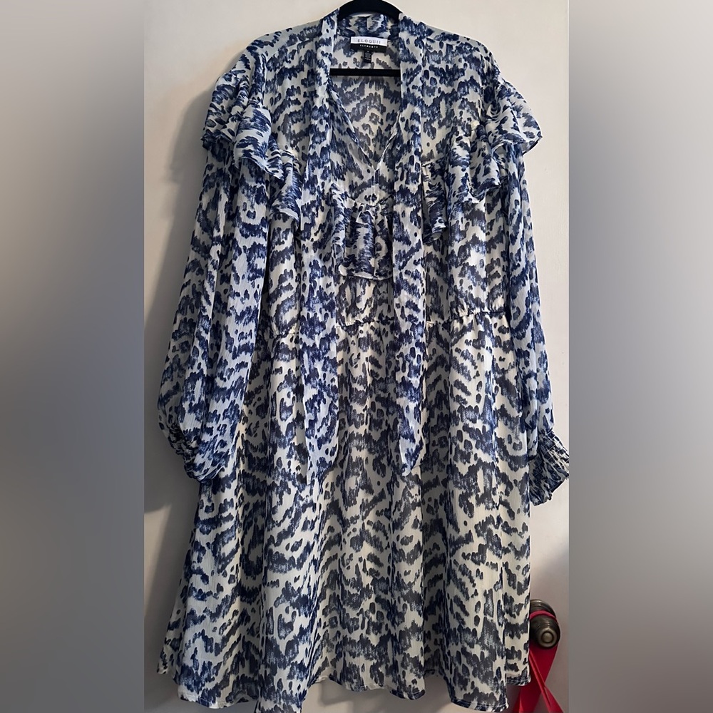 Eloqui Elements Tie Neck Fit Flare Dress